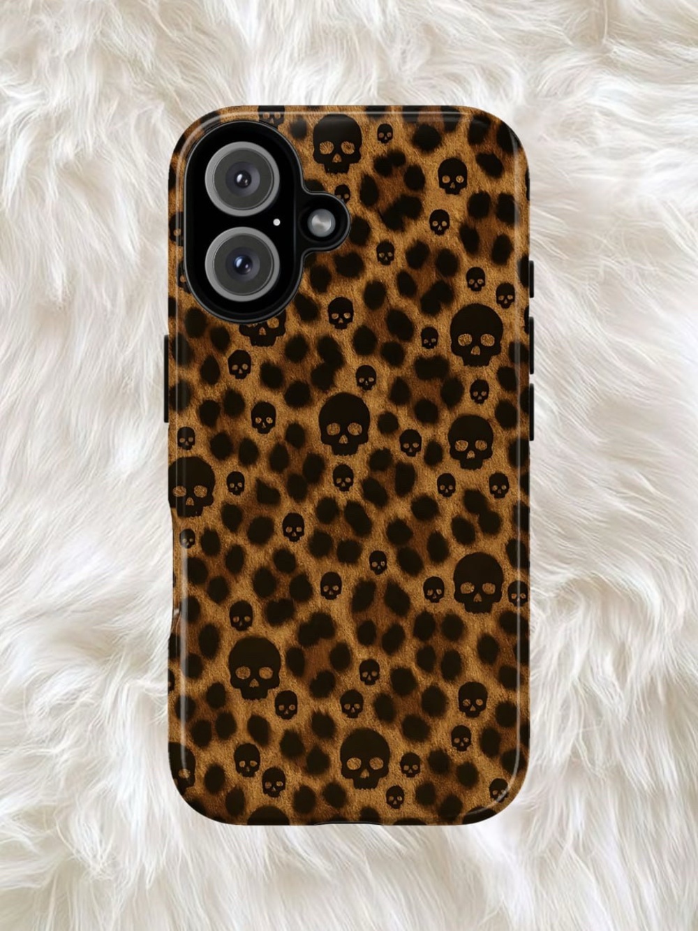 Leopard Skull Pattern Brown Phone Case - Stylish Protection